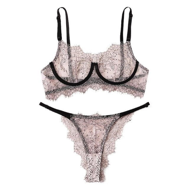 Women Lingerie Corset Lace Underwire Racy Muslin Sleepwear Underwear Tops and Briefs Fashion Sous Vetement Femme Sexy Ensemble