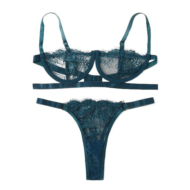 Women Lingerie Corset Lace Underwire Racy Muslin Sleepwear Underwear Tops and Briefs Fashion Sous Vetement Femme Sexy Ensemble