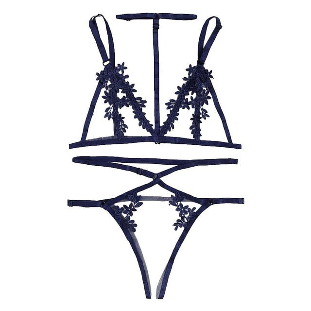 Women Lingerie Corset Lace Underwire Racy Muslin Sleepwear Underwear Tops and Briefs Fashion Sous Vetement Femme Sexy Ensemble
