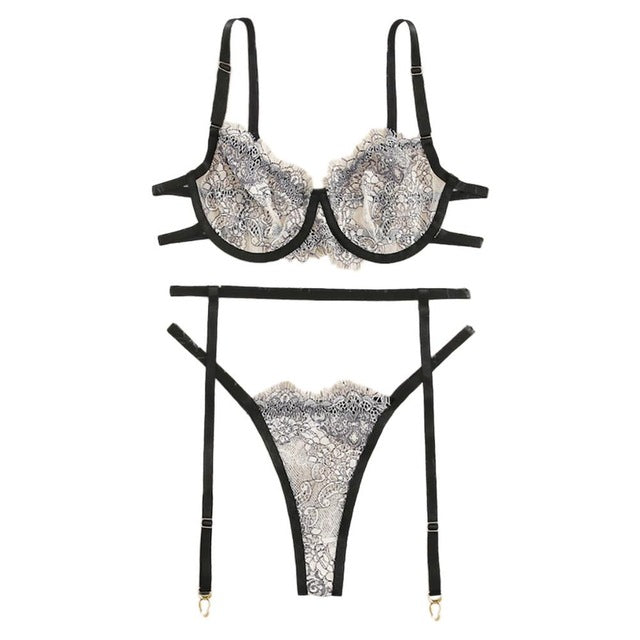 Women Lingerie Corset Lace Underwire Racy Muslin Sleepwear Underwear Tops and Briefs Fashion Sous Vetement Femme Sexy Ensemble