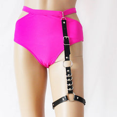 Women Nice Sexy Punk Goth Heart PU Leather Elastic Garter Belt Leg Thigh Ring Clothing Accessory Spring Summer Leg Harness