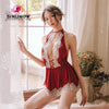 Image of Women Nightdress Babydoll Mini Dress Pole Dance Sexy Lingeries Underwear Open Nightwear Strap Chemise Porno Lace Sleep Wear