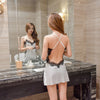 Image of Women Nightgowns Sexy Lace Satin Sleepwear Nightdress Home Wear Summer Sexy Backless Sleep Lounge Night Dress Silk Nightwear