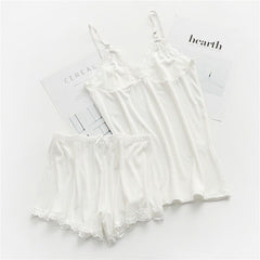 Women Pajamas v-neck Sleepwear sexy set Pijama Silk nightwear Lace homewear Strap Sleep Lounge Pyjama