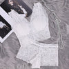 Image of Women Push Up Sexy Bra Set Floral Lace Transparent Bralette Sexy Lingerie Wireless Bra Panties Set