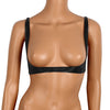 Image of Women Sexy Brs Lingerie Fashion Faux Leather Bra Tops Adjustable Wire-free Open Cup Bra Tops Shelf Bra Exposed Breasts Nipples