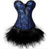 Image of Women Sexy Burlesque Overbust Corset Bustier Top With Mini TuTu Skirt Fancy Dresses Costume Sexy Gothic Corsets Dress