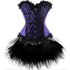 Image of Women Sexy Burlesque Overbust Corset Bustier Top With Mini TuTu Skirt Fancy Dresses Costume Sexy Gothic Corsets Dress