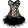 Image of Women Sexy Burlesque Overbust Corset Bustier Top With Mini TuTu Skirt Fancy Dresses Costume Sexy Gothic Corsets Dress