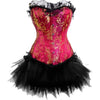 Image of Women Sexy Burlesque Overbust Corset Bustier Top With Mini TuTu Skirt Fancy Dresses Costume Sexy Gothic Corsets Dress