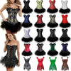 Image of Women Sexy Burlesque Overbust Corset Bustier Top With Mini TuTu Skirt Fancy Dresses Costume Sexy Gothic Corsets Dress