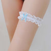 Image of Women Sexy Lingerie Lace Floral Garter Belt Bowknot Leg Loop Wedding Garters Bridal Cosplay Fashion Stocking Ring White
