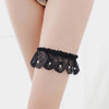 Image of Women Sexy Lingerie Lace Floral Garter Belt Bowknot Leg Loop Wedding Garters Bridal Cosplay Fashion Stocking Ring White
