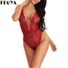 Image of Women Sexy Lingerie Pajamas Romper Sling Lace Deep V Bodysuit Lace Up Hollow Underwear Bodysuit Costumes sleepwear Nighties