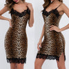 Image of Women Sexy Underwear Polyester Lace Leopard Nightdress Stretch Bodycon Dress Sleepwear Sexy Lingerie Nightgown Homewear *S