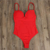 Image of Women Swimsuit 2019 One Piece Swimwear Solid Monokini Push Up Padded Swimming Costume Female Bathing Suit Underwire Beachwear