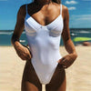 Image of Women Swimsuit 2019 One Piece Swimwear Solid Monokini Push Up Padded Swimming Costume Female Bathing Suit Underwire Beachwear