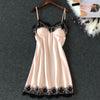Image of Women's Sexy Lingerie Silk Nightgown Summer Dress Lace Night Dress Sleepwear Babydoll Nightie Satin Homewear Chest Pad Nightwear