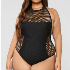 Women's Sheer Mesh Bikini New Sexy Solid One Piece Swimsuit Push-up Halter Neck Swimwear Summer Backless Beachwear Hot Selling