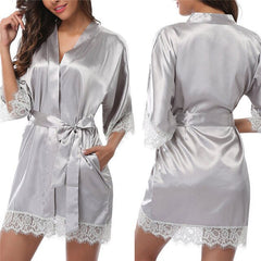 Women's Silk Satin Robe Bride Bridesmaid Dress Wedding Kimono Bathrobe Sleepwear