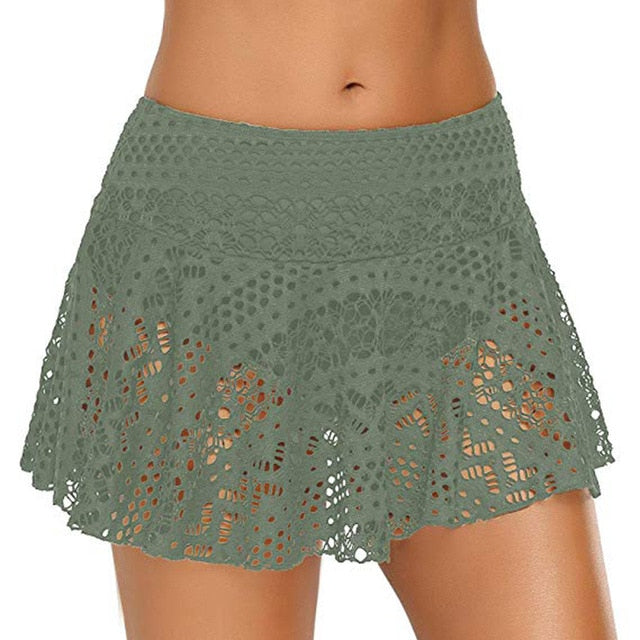 Women's Swimwear bottoms Lace Crochet Skirted Bikini Bottom Swimsuit Sexy Fashion Short Skort Swim Skirt 2019 New #Y1