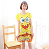 Image of Womens Nightgown Sleep Dress Women Cartoon Round Neck Girls Cute SpongeBob Short  Sleepwear Free Shipping