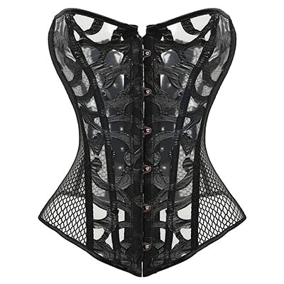 X New Steampunk Steel Boned Lace up Back Sexy Body Bustier Overbust Corset Women Waist Cincher Corsets Black Plus Size S-6XL