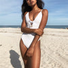 Image of YCDYZ 2019 Sexy Lace One Piece Swimsuit Swimwear Women Halter Bathing Suit White Piece Swimsuit Bodysuit Bandage Monokini
