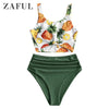 Image of ZAFUL Pineapple Knotted Mix and Match Tankini Swimwear High waisted traje de bano mujer 2019 swimsuit women bikinis