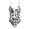 Image of bathing suit women one piece swimsuit maillot de bain femme 2019 padded Underwire V neck high leg one piece leopard swimsuit