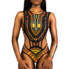 Image of bikinis 2019 mujer One Piece Swimsuit Bandage bodysuit African Printed Swimwear women Monokini Sexy High Neck Bathing bikini set