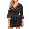 Image of lingerie sexy night dress 2019 New Satin Bridesmaid Robes White Faux Silk Wedding Bridal Sisters Dressing Gown/ Kimono Bathrobes