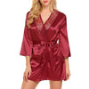 Image of lingerie sexy night dress 2019 New Satin Bridesmaid Robes White Faux Silk Wedding Bridal Sisters Dressing Gown/ Kimono Bathrobes