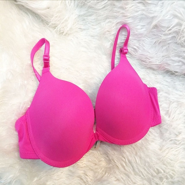 new fashion sexy simple push up bra front button candy color A B C cup bras for women underwear brassiere lingerie bralette