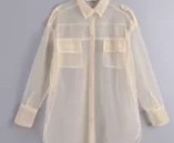new women sexy pocket decoration transparent mesh blouse long sleeve smock shirts leisure sunscreen chemise blusas tops LS3964