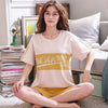 Image of short pants + short sleeve tops pajamas sets cotton nightwear big yards M-XXL cartoon pyjamas women summer sleepwear 2pcs/set