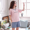 Image of short pants + short sleeve tops pajamas sets cotton nightwear big yards M-XXL cartoon pyjamas women summer sleepwear 2pcs/set
