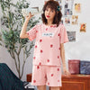 Image of short pants + short sleeve tops pajamas sets cotton nightwear big yards M-XXL cartoon pyjamas women summer sleepwear 2pcs/set