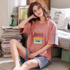 Image of short pants + short sleeve tops pajamas sets cotton nightwear big yards M-XXL cartoon pyjamas women summer sleepwear 2pcs/set