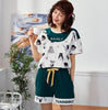 Image of short pants + short sleeve tops pajamas sets cotton nightwear big yards M-XXL cartoon pyjamas women summer sleepwear 2pcs/set