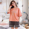 Image of short pants + short sleeve tops pajamas sets cotton nightwear big yards M-XXL cartoon pyjamas women summer sleepwear 2pcs/set