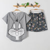 Image of short pants + short sleeve tops pajamas sets cotton nightwear big yards M-XXL cartoon pyjamas women summer sleepwear 2pcs/set