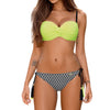 Image of swimsuit girls bikini push up Fringed printed halter bikini Solid color sexy bikini#YL