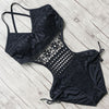 Image of swimsuit women one pieces swimwear female sexy hollow monokini black halter bathing suit pad swimming suit solid bodysuit 2020