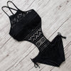 Image of swimsuit women one pieces swimwear female sexy hollow monokini black halter bathing suit pad swimming suit solid bodysuit 2020