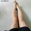 Image of white medium grid SEXY women high waist stocking fishnet club tights panty knitting net pantyhose trouser mesh lingerie TT016