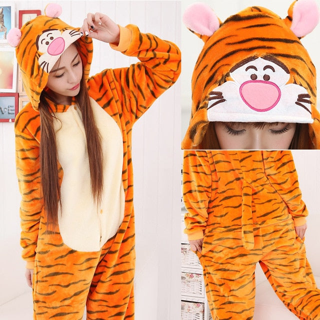 winter flannel кигуруми women men onesies cute cartoon animal stitch unicornio Pajamas Sets Unisex Pyjama Pijama sleepwear