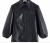 Image of women vintage PU Leather lantern sleeve black blouses shirts women chi single breasted casual blusas retro chemise tops LS4177